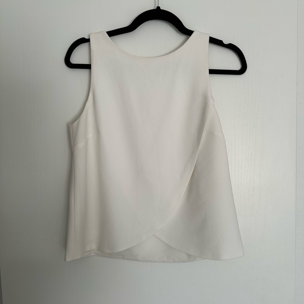 Theory White Asymmetrical Sleeveless Tank Top